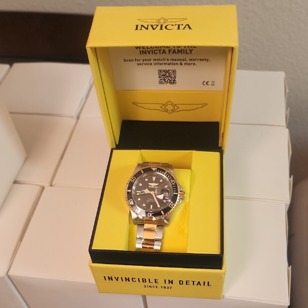 Invicta Silver and Black Chronograph Watch